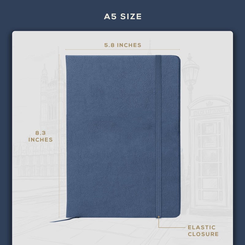 BEECHMORE BOOKS Lined Journal Notebook, 5.8 x 8.3 inch, A5 160 Lined Pages, Hardcover Leather Journals for Women, Men, Writing and Notebooks for Work - 120 GSM Thick Paper, Gifts Box Included - Image 3